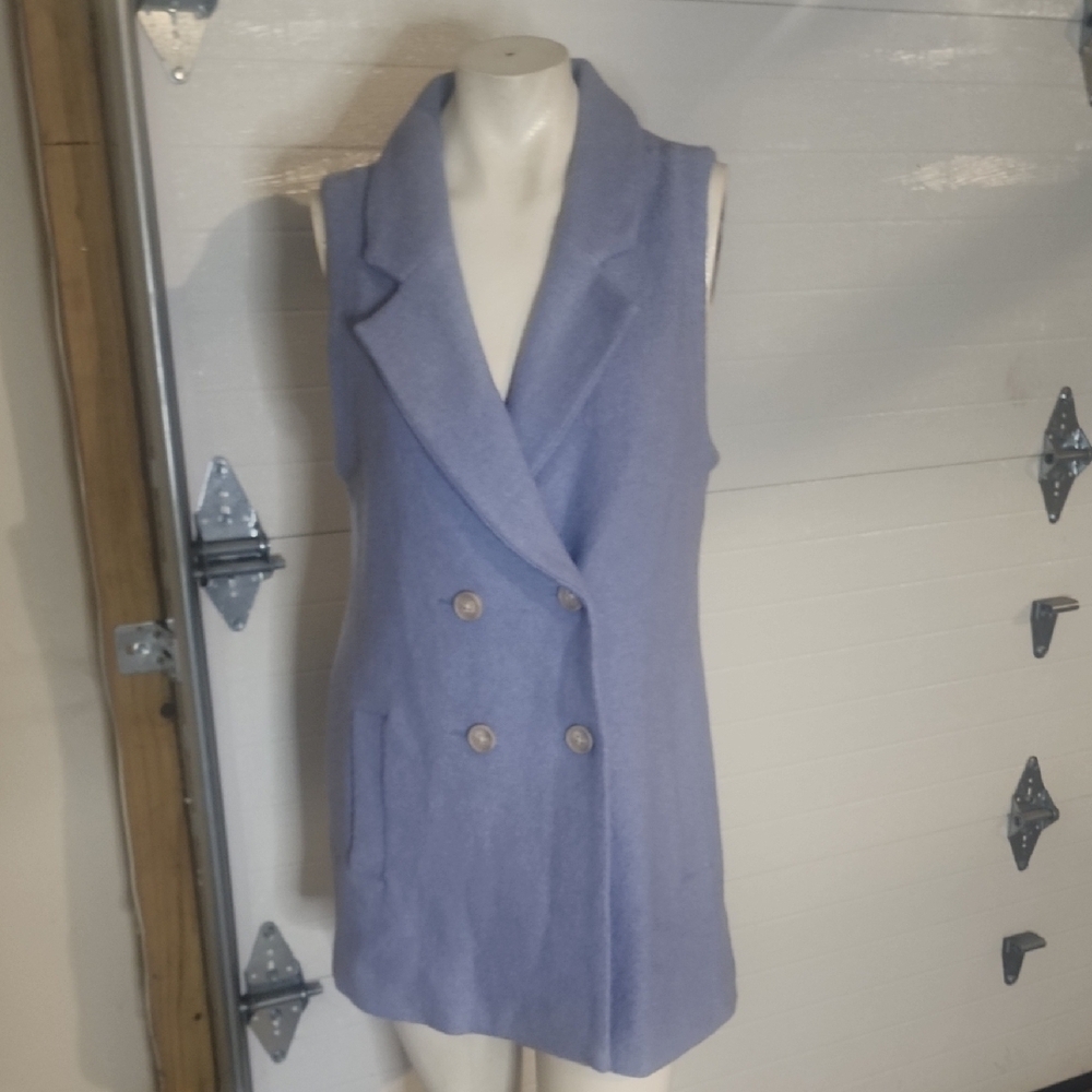 TAHARI WOMEN'S VEST WOOL BLEND,4 BUTTONS AND POCKETS SIZE M